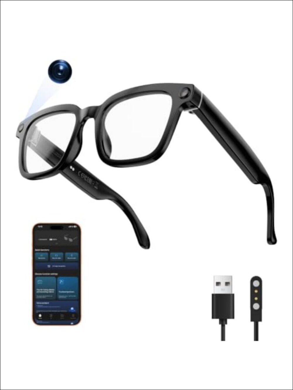 Smart Glasses HD 1080P Camera Video Recording 140 Language Translation AI